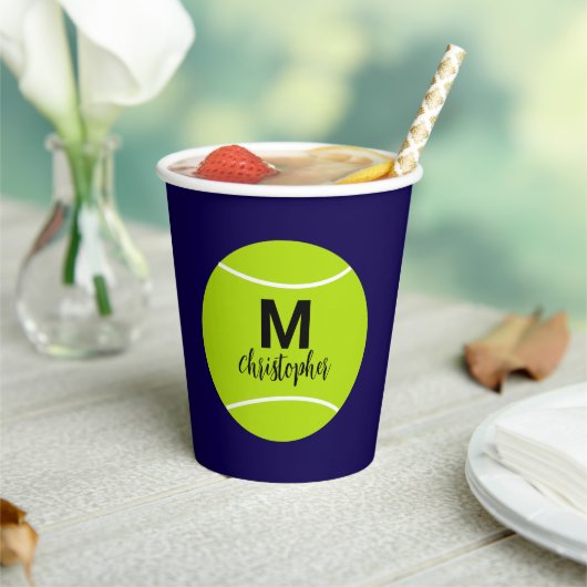 Anfangsname der personalisierten Tennis Monogram Pappbecher (In Situ)