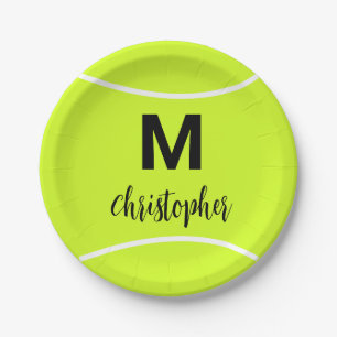 Anfangsname der personalisierten Tennis Monogram Pappteller