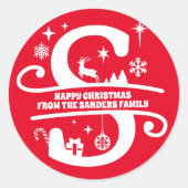 Anfangsname des Buchstaben S Monogram Runder Aufkleber (Vorderseite)