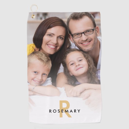 Anfangsname des Foto Overlay Monogram Golfhandtuch (Vorderseite)