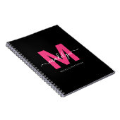 Anfangsname des Girly Black Hot Pink Monogramms Notizblock (Rechte Seite)