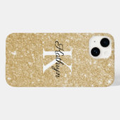 Anfangsname des Gold Glitzer Monogram Case-Mate iPhone Hülle (Rückseite (Horizontal))