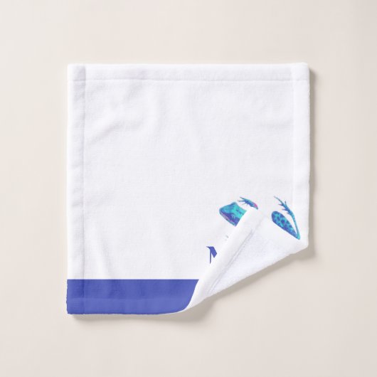 Anfangsname des modernen Blue Tree Frog Monogram Badhandtuch Set (Waschlappen)