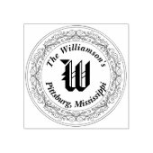 Anfangsname des Monogrammes Filigree Surround Name Gummistempel (Prägung)