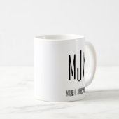 Anfangsname des Monogramms Schwarz-weiß Kaffeetasse (VorderseiteRechts)