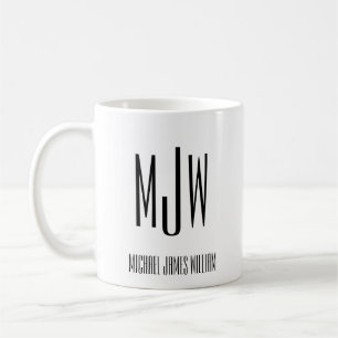 Anfangsname des Monogramms Schwarz-weiß Kaffeetasse