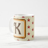 Anfangsname für Monogram Star Earth Tone Vorname Kaffeetasse (Vorderseite Links)