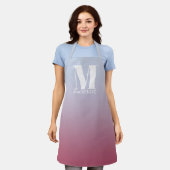 Anfangsname für Monogramm Gradient Pink Blau Schürze (Getragen)
