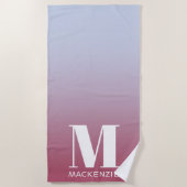 Anfangsname für Monogramm Gradient Pink Blau Strandtuch (Vorderseite)