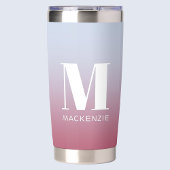 Anfangsname für Monogramm Gradient Pink Blau Thermobecher