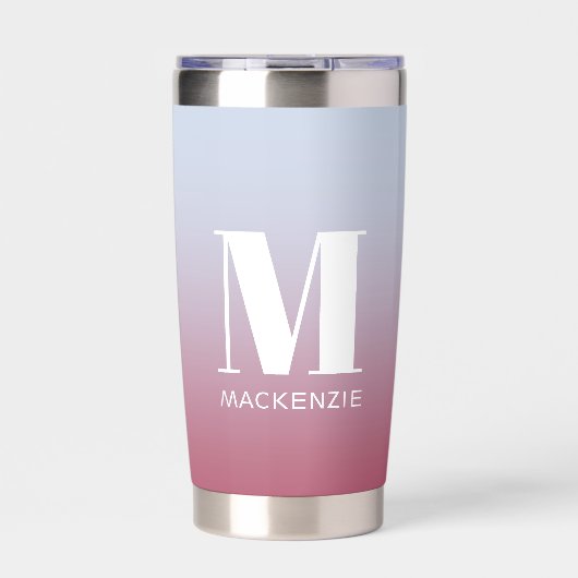 Anfangsname für Monogramm Gradient Pink Blau Thermobecher (Vorderseite)