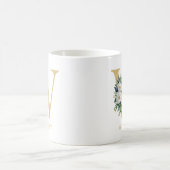 Anfangsname für Monogramm Letter Floral Kaffeetasse (Mittel)