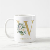 Anfangsname für Monogramm Letter Floral Kaffeetasse (Links)