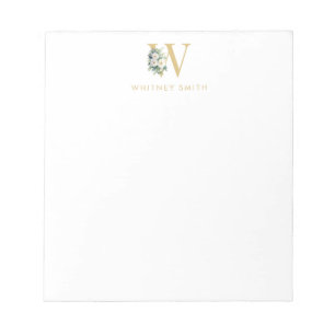 Anfangsname für Monogramm Letter Floral Notizblock
