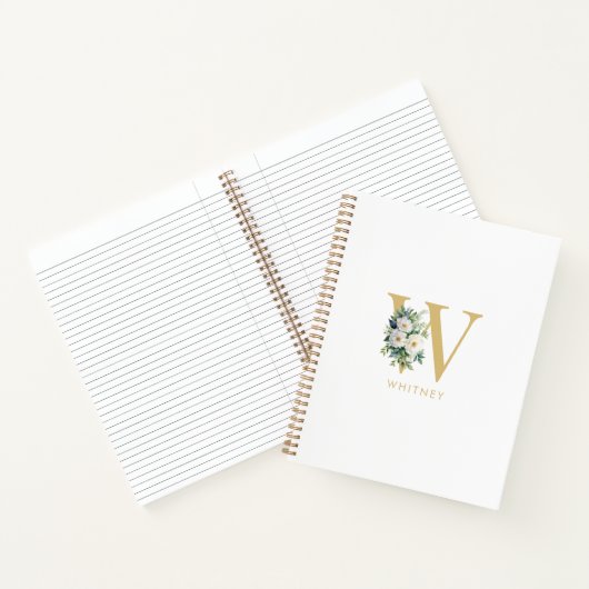 Anfangsname für Monogramm Letter Floral Notizblock (Innenseite)