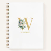 Anfangsname für Monogramm Letter Floral Notizblock (Vorderseite)