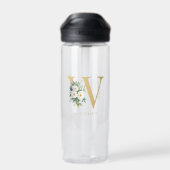 Anfangsname für Monogramm Letter Floral Trinkflasche (Rückseite)