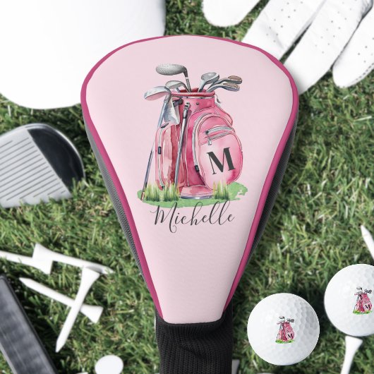 Anfangsname Girly Pink Monogramm Golf Headcover