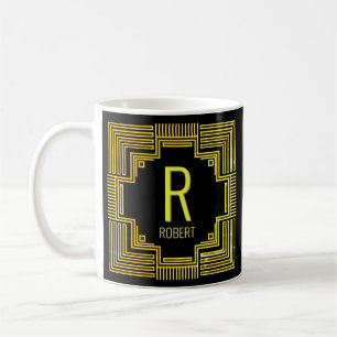 Anfangsname Gold Geometrische Linie Q R S T U Kaffeetasse