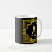 Anfangsname Gold Geometrische Linien A B C D E Kaffeetasse (VorderseiteRechts)