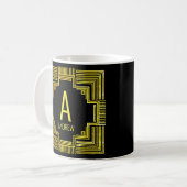 Anfangsname Gold Geometrische Linien A B C D E Kaffeetasse (Vorderseite Links)