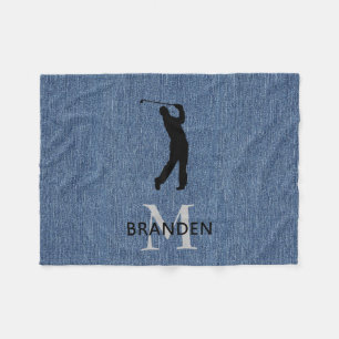Anfangsname Mann Golfer, Blaues Denim-Muster Fleecedecke