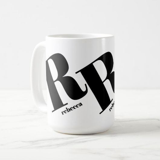 Anfangsname Monogramm Kaffeetasse (Vorderseite Links)