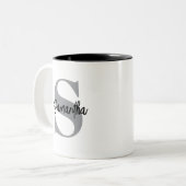 Anfangsname Monogramm Zweifarbige Tasse (Vorderseite Links)