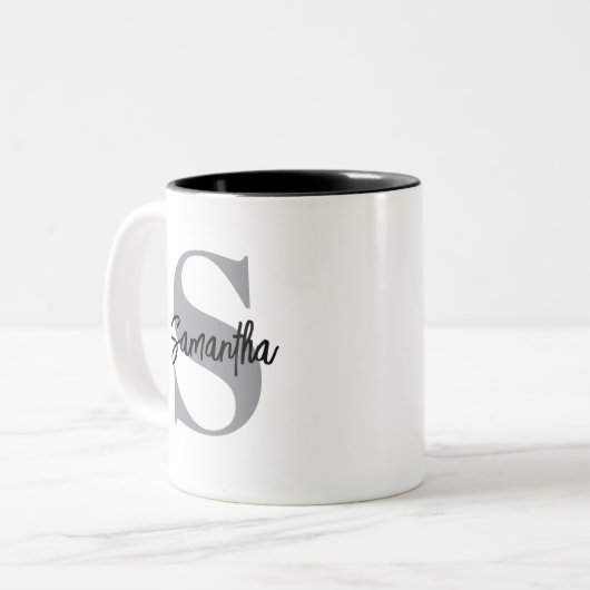 Anfangsname Monogramm Zweifarbige Tasse (Vorderseite Links)