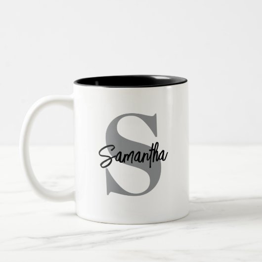 Anfangsname Monogramm Zweifarbige Tasse (Links)