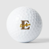 Anfangsname personalisiert Monogramm braun und gel Golfball (Vorderseite)