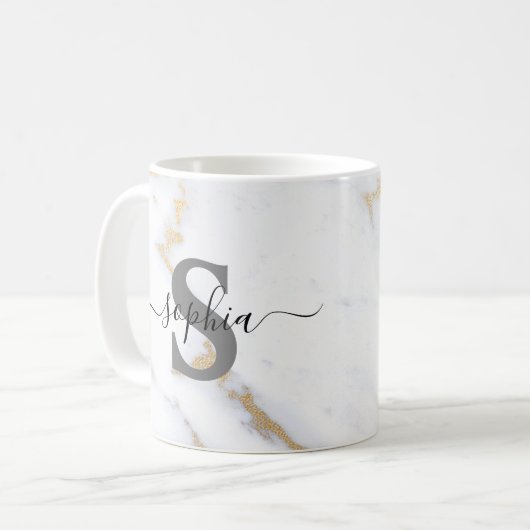 Anfangsname Personalisiertes Monogramm Kaffeetasse (Vorderseite Links)