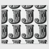 Anfangsschwarzweiss-Blumenmuster des Monogramm-J Geschenkpapier (Flach)