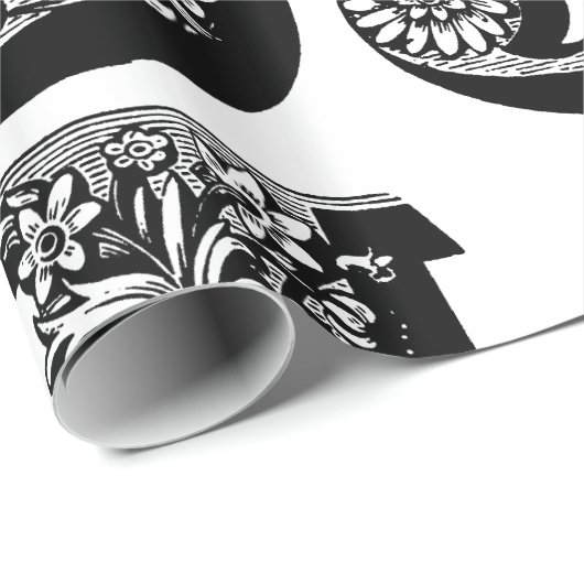 Anfangsschwarzweiss-Blumenmuster des Monogramm-J Geschenkpapier (Rolleneckpunkt)