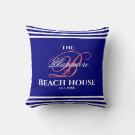 Anfangsseiten der Navy Family Monogram Script Cora Kissen