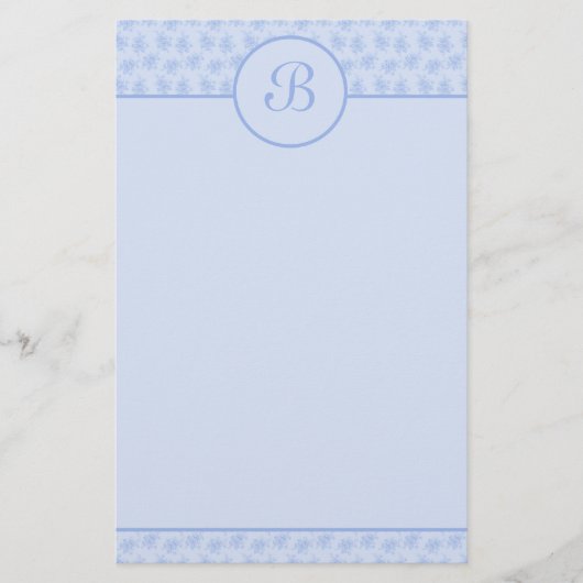 Anfangsstadium der Blauen Floral Monogramm Briefpapier (Vorderseite)