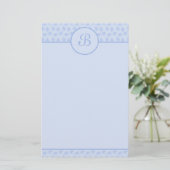 Anfangsstadium der Blauen Floral Monogramm Briefpapier (Stehend Vorderseite)