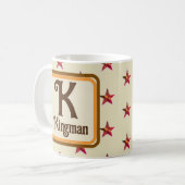 Anfangssternfarbe der Monogramm Herbstfarbe Nachna Kaffeetasse (Vorderseite Links)