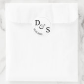Anfangszeichen für Hochzeitscoupel | Round White Runder Aufkleber (Tasche)