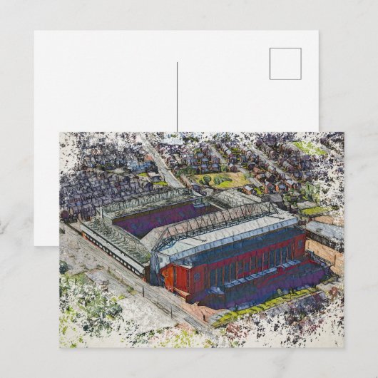 Anfield Stadium Liverpool - Artistic Watercolour Postkarte (Vorne/Hinten)