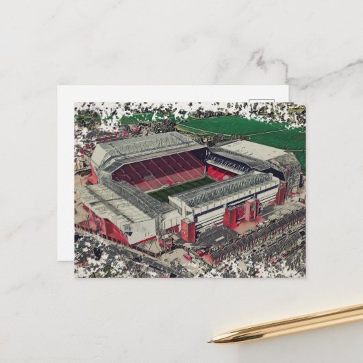 Anfield Stadium Liverpool - Artistic Watercolour Postkarte (Vorderseite/Rückseite Beispiel)