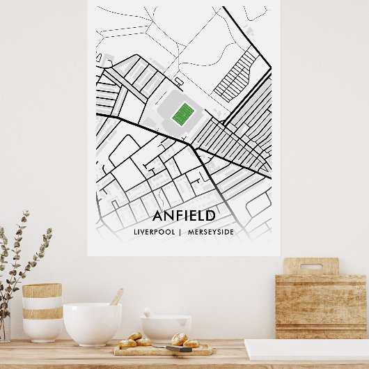 Anfield Stadium White Poster - Zuhause Liverpool (Küche)
