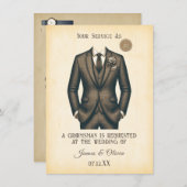 Anforderung eines eleganten Vintagen Anzug Trauzeu Einladung (Vorne/Hinten)