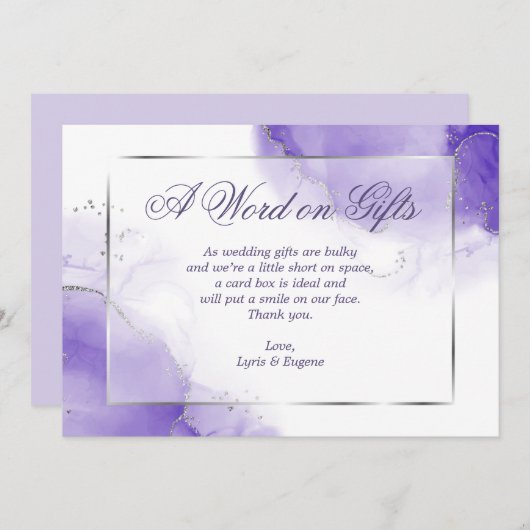 Anforderung eines Lila Kartenkartons Einladung (Vorne/Hinten)