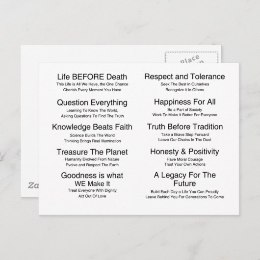 Anforderungen Postkarte (Vorne/Hinten)