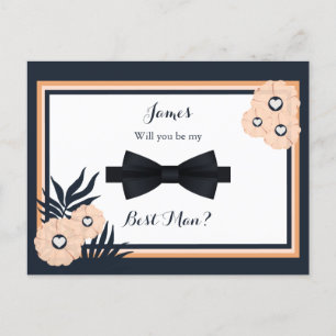 Anfrage-Card für den Trauzeuge Wedding Black Pearl Postkarte