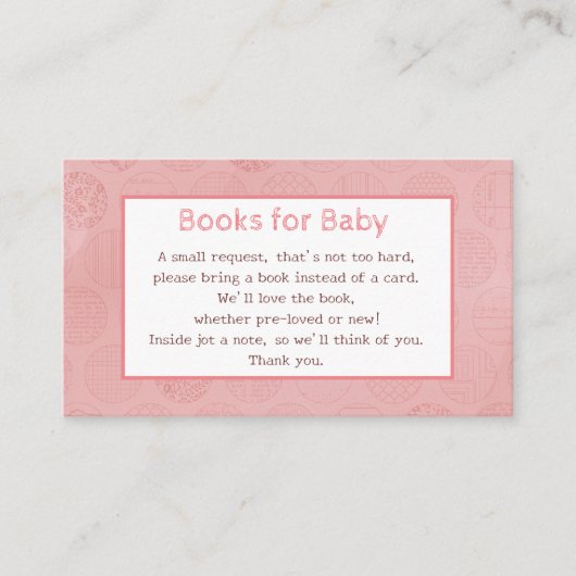 Anfrage für Baby Pink Books Begleitkarte (Vorderseite)