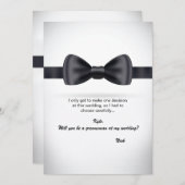 Anfrage für den Trauzeuge "Black Silk Bow Krawatte Einladung (Vorne/Hinten)