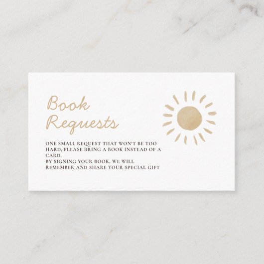 Anfrage für ein Babybuch mit Wasserfarbe Gelb Begleitkarte (Vorderseite)