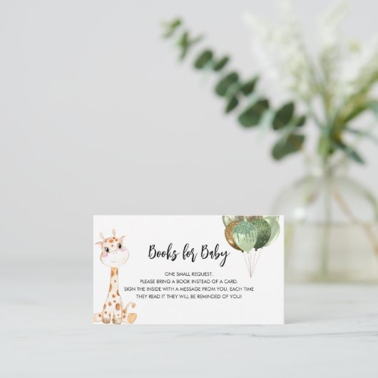 Anfrage für ein Giraffenbaby-Duschbuch Begleitkarte (Stehend Vorderseite)